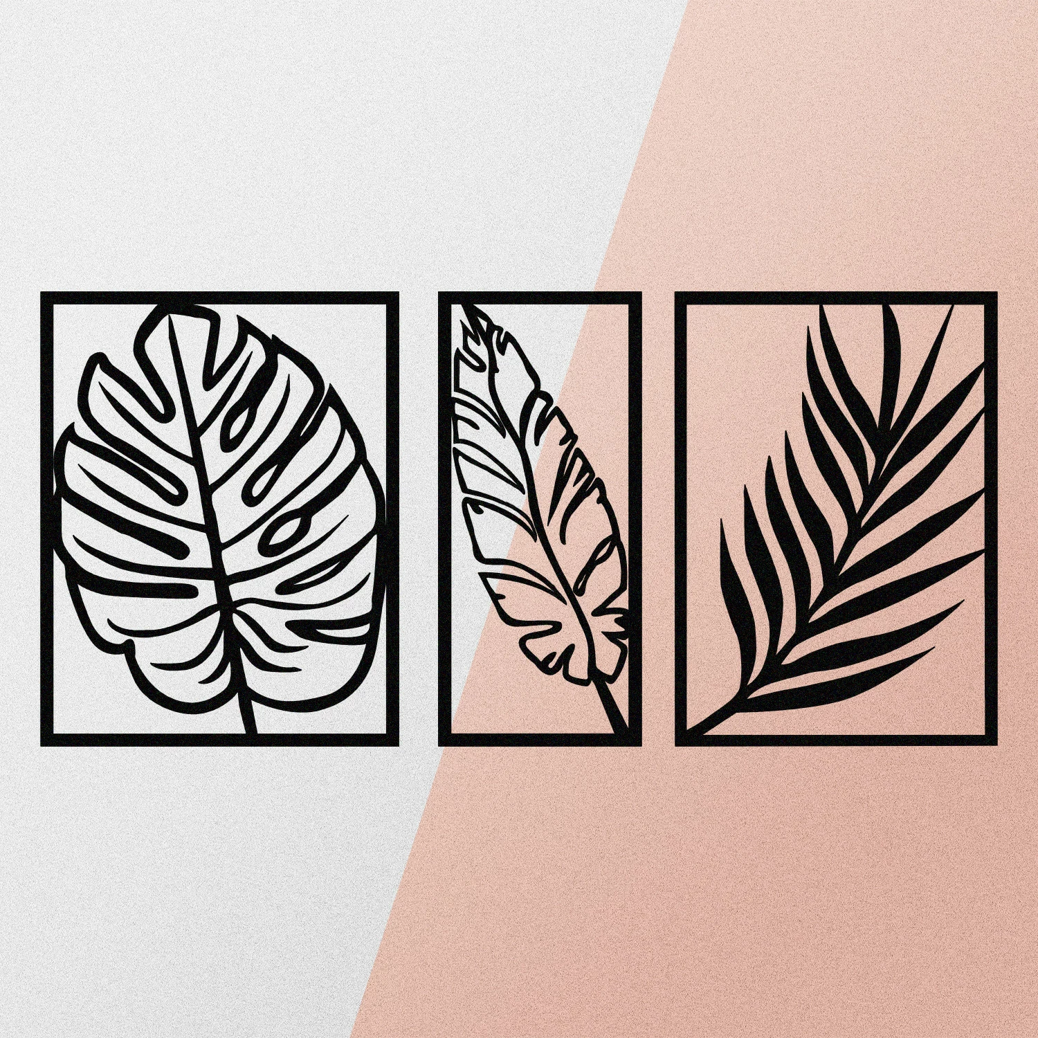 Aksesor dekorativ metalik për mur, Wallity, Leaf2, dekor metalik, ngjyrë e zezë, 80x38cm