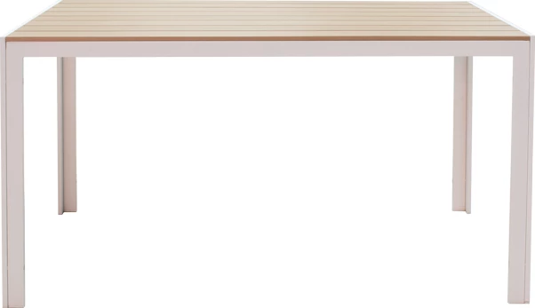 Set tavolinë me karrige për terasë Nares-Elation, alumin i bardhë, plywood natyral, 140x80x72.5cm, 5 pjesë