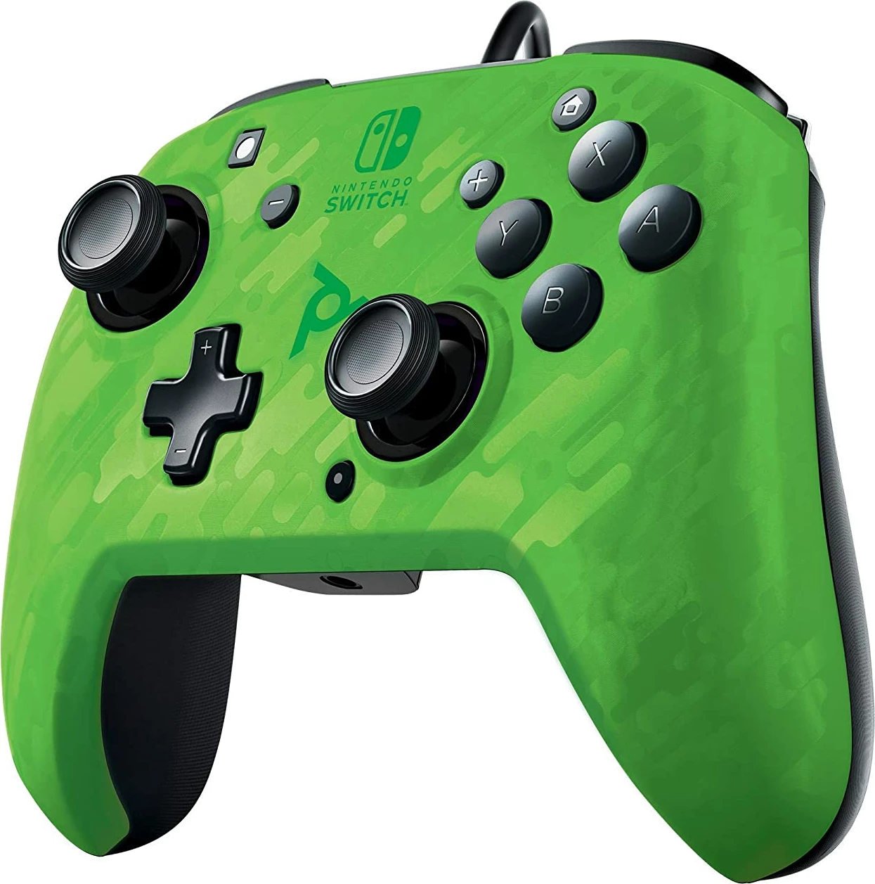 Kontroller me kabllo PDP Faceoff Deluxe + Audio për Nintendo Switch, jack 3.5mm, kabllo USB 10 m, camouflage green