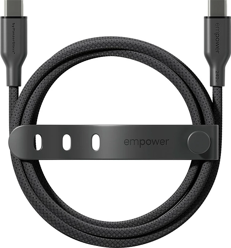 Kabl PanzerGlass empower Racing USB-C në USB-C, 240W, 2m, USB 2.0, i zi (Space Black)