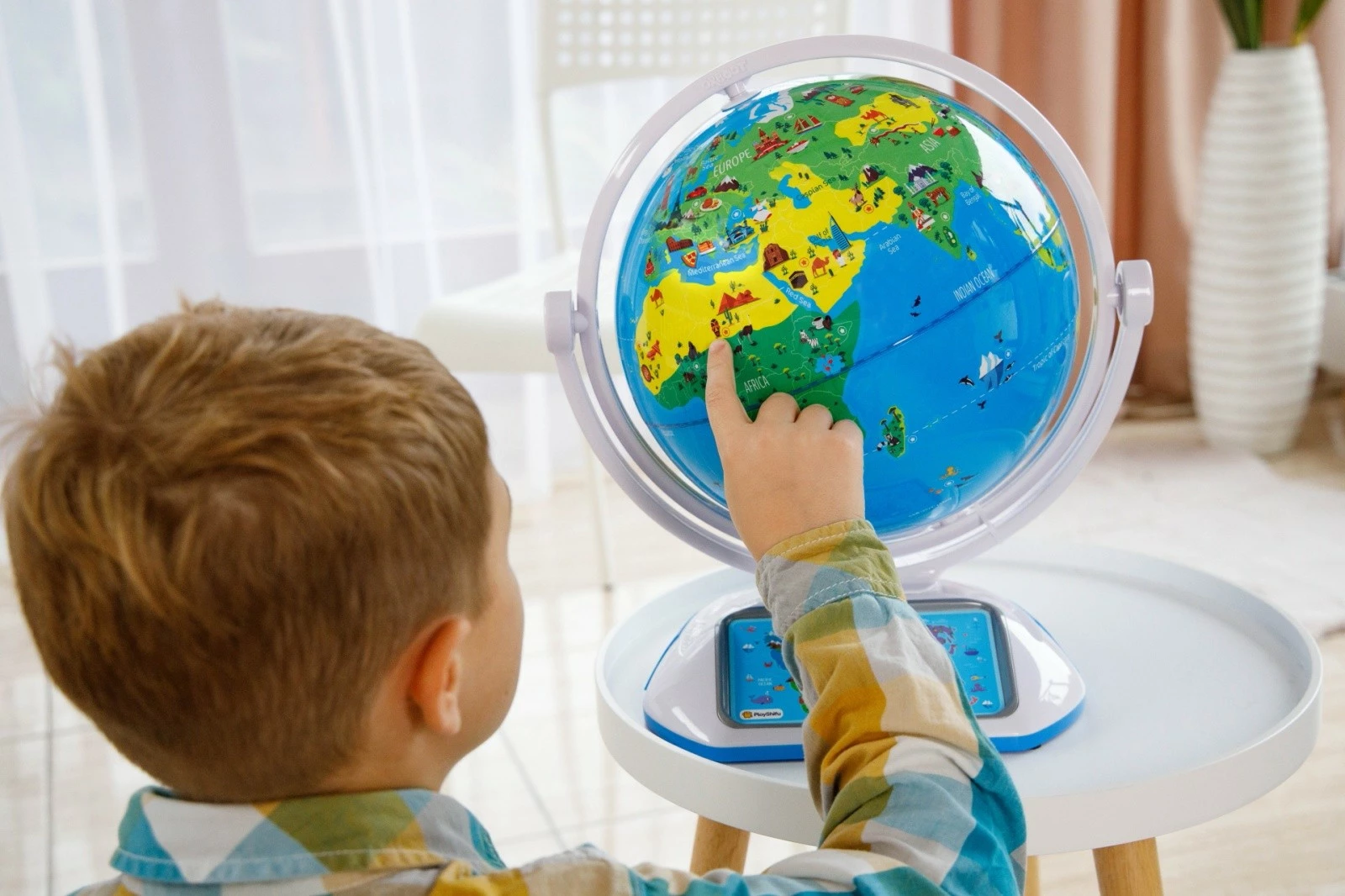 Globus interaktiv edukativ Dante PlayShifu Orboot Explorer, AR me aplikacion, stilolaps UV, bateri të integrume, blu/jeshil