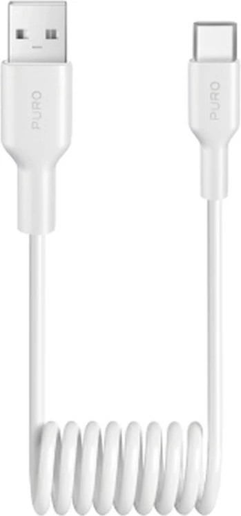 Kabllo spiral Puro USB-A në USB-C, 1m, 10W, Bardhë