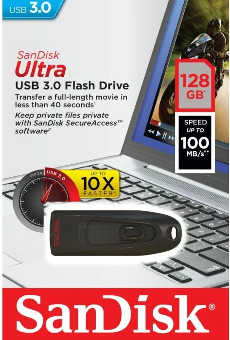 USB memorje SanDisk Ultra SDCZ48-128G-U46 128GB USB 3.0 e zezë