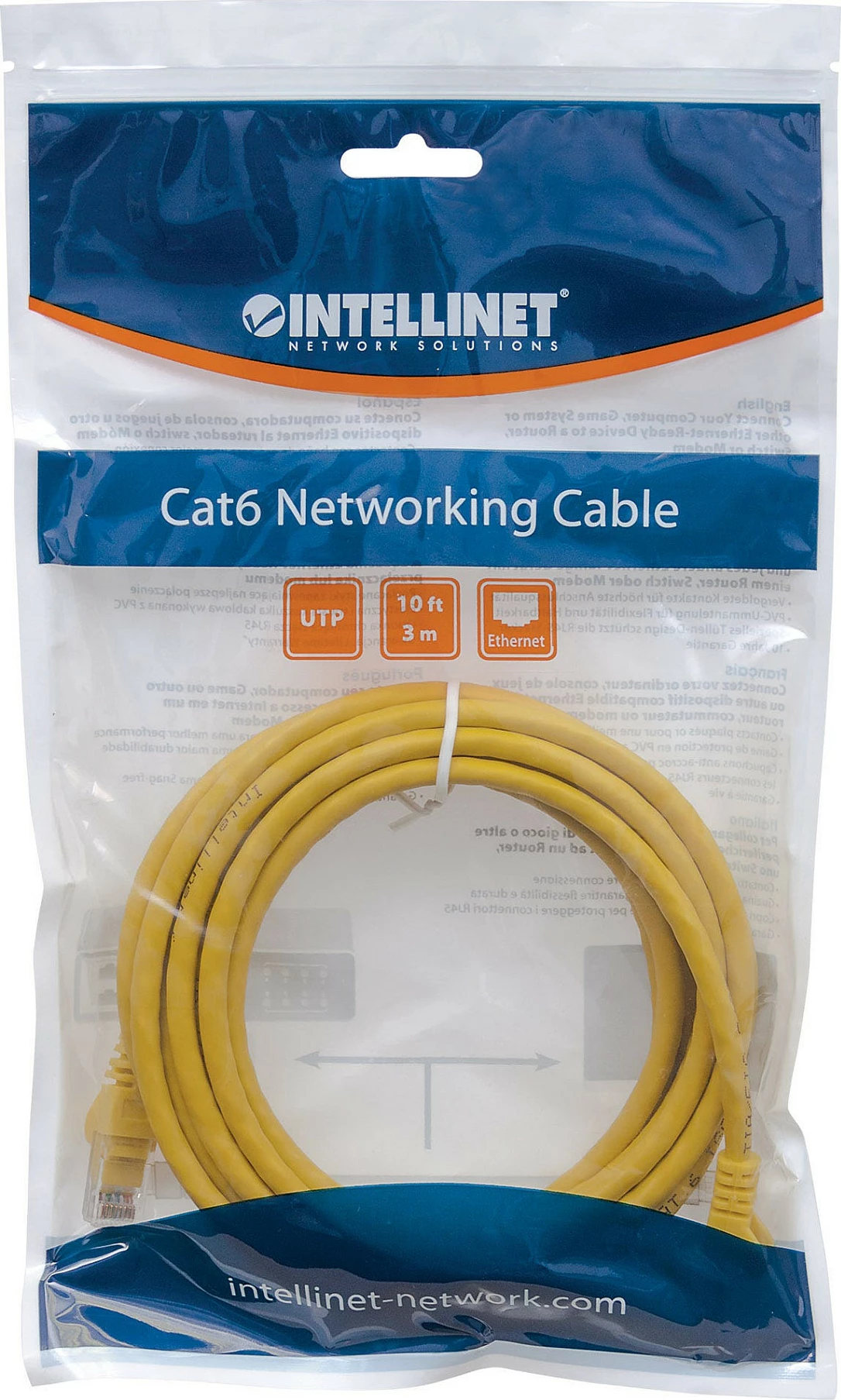 Kablë rrjeti Intellinet Cat6 2m, RJ45, UTP, e verdhë