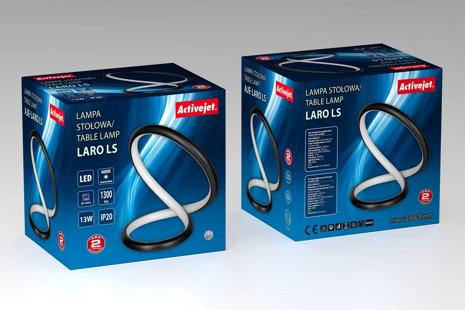 Llambë tavoline LED Activejet AJE-LARO LS, E zezë