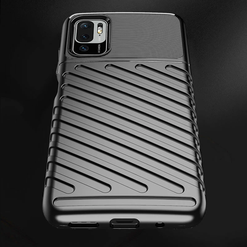 Mbështjellës Hurtel Thunder Case për Xiaomi Redmi Note 10 5G / Poco M3 Pro, i zi
