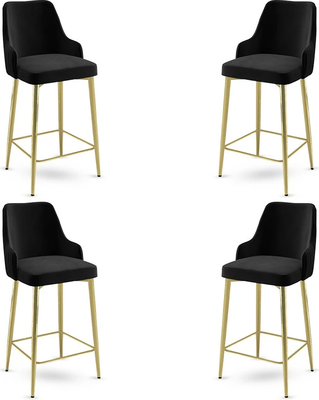 Set karrigesh për bar (4 copë), Hanah Home, Enox, e zezë, ari