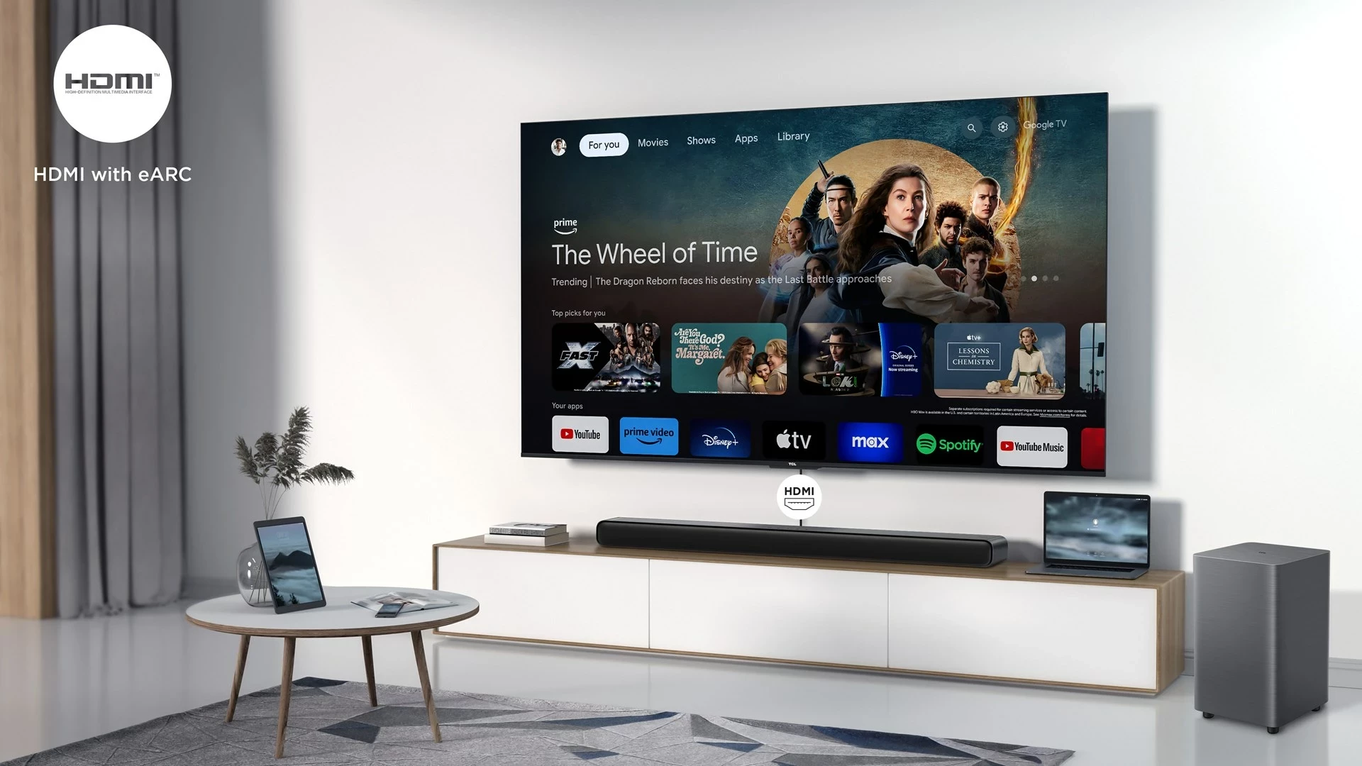 Soundbar TCL S S55H, 2.1 Channel, Dolby Atmos, Subwoofer pa tela, Bluetooth, Titanium