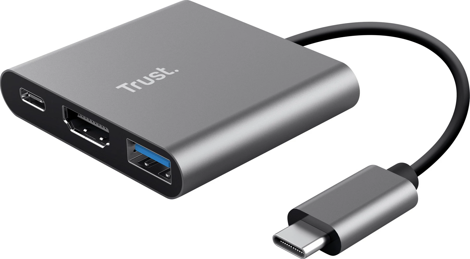 Adapter/Hub USB-C Trust Dalyx 3-në-1, HDMI, USB-A, USB-C PD 100W, alumin/zi
