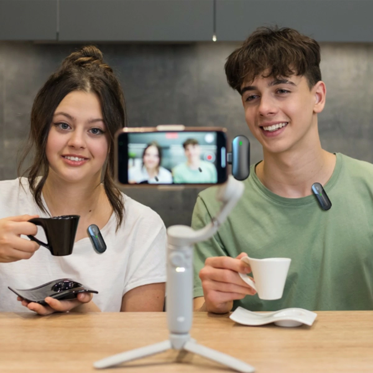 Set mikrofonash wireless Technaxx TX-301, 2 copë, USB-C, i zi