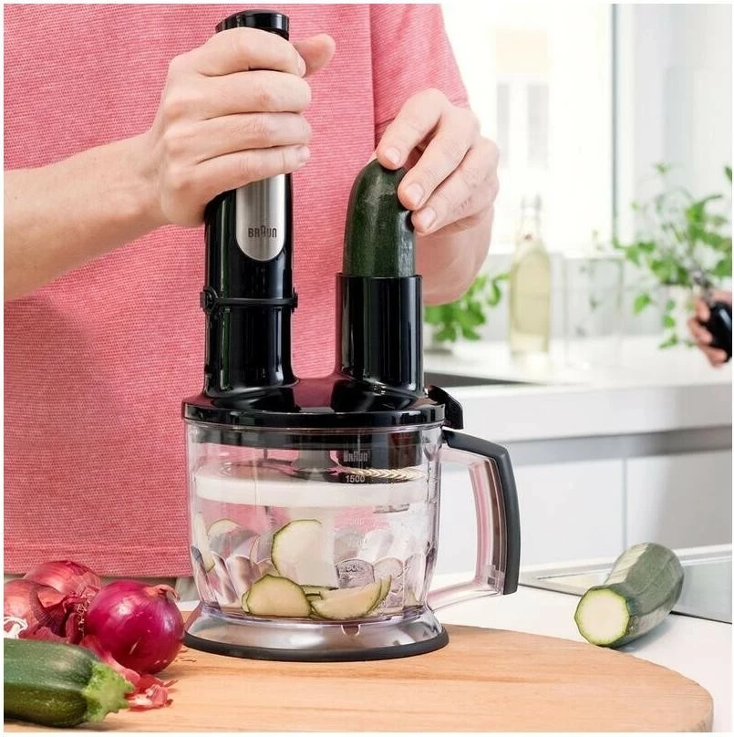 Blender dore Braun MultiQuick 7 MQ7075X 1000W, set me aksesorë, zi/argjend