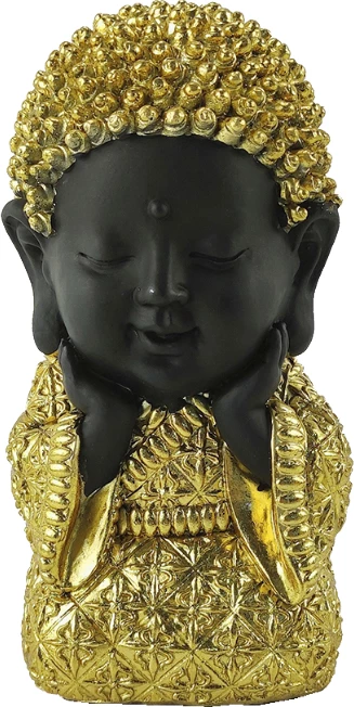 Dekor Baby Buddha, polirezine, ar dhe e zezë, 12x10x17cm