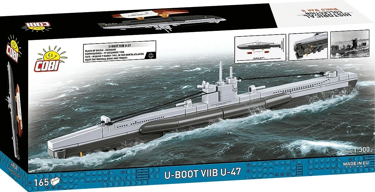 Set bllokash ndërtimi COBI U-Boat VIIB U-47, 165 copë, 1:300, 7+, gri