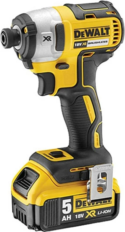 Vidhos udarës me aku Dewalt DCF887P2 18V XR Brushless 1/4\" 2x5.0Ah me karikues + kasë TSTAK, verdhë/zezë