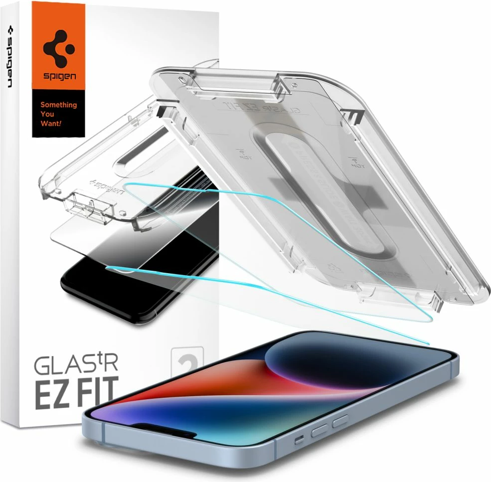 Xham i kalitur, Spigen Glas.tR EZ Fit, për iPhone 13/13 Pro/14/16e, 0.58mm 9H, set 2 copë