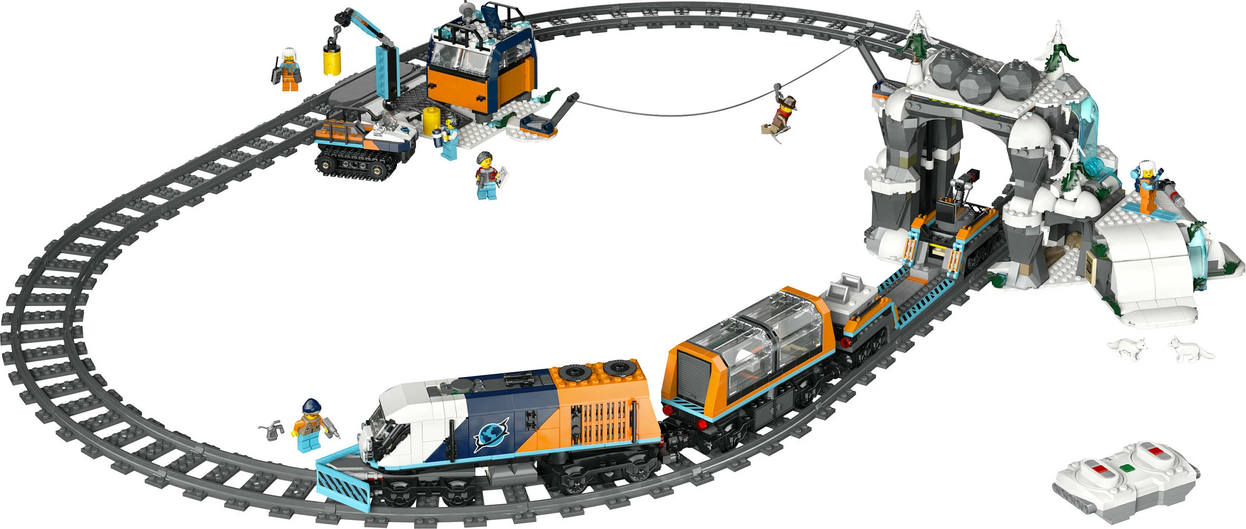 Set ndërtimi LEGO City Explorers Arctic Polar Express Train 60470, tren i telekomanduar Powered Up, 1517 copë, 7+, shumëngjyrësh