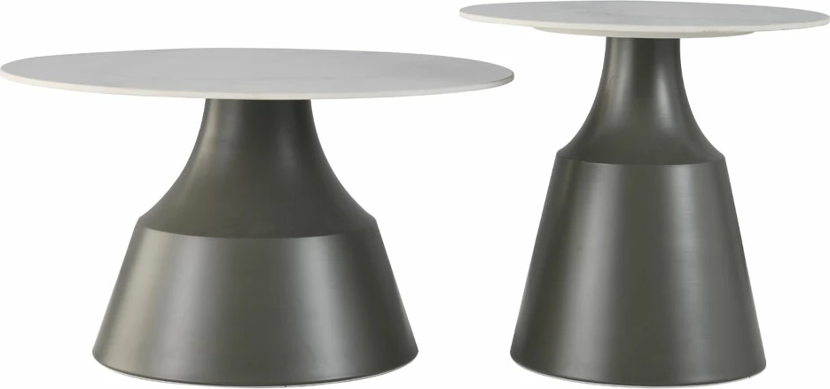 Set tavolina kafeje KAIA, 2 copë, e bardhë/zezë, 70x70x40