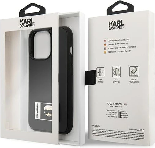 Mbështjellës Karl Lagerfeld KLHCP13X3DKPK për iPhone 13 Pro Max 6.7", Ikonik Patch, i zi