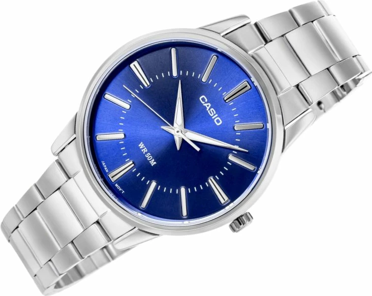 Orë dore meshkuj CASIO MTP-1303PD-2AVEG, argjendtë/kaltër, me kuti