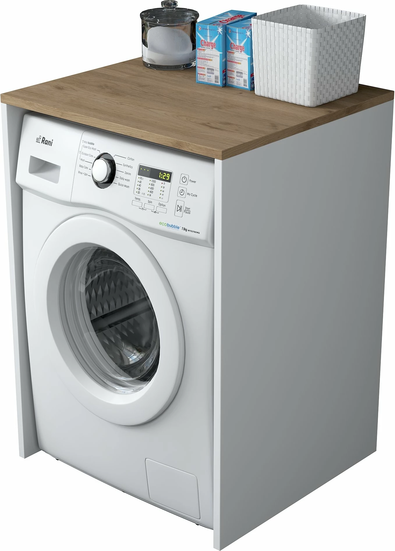 Dollap për lavatriçe, ngjyrë arrë dhe e bardhë, Hanah Home KD103 - 2341