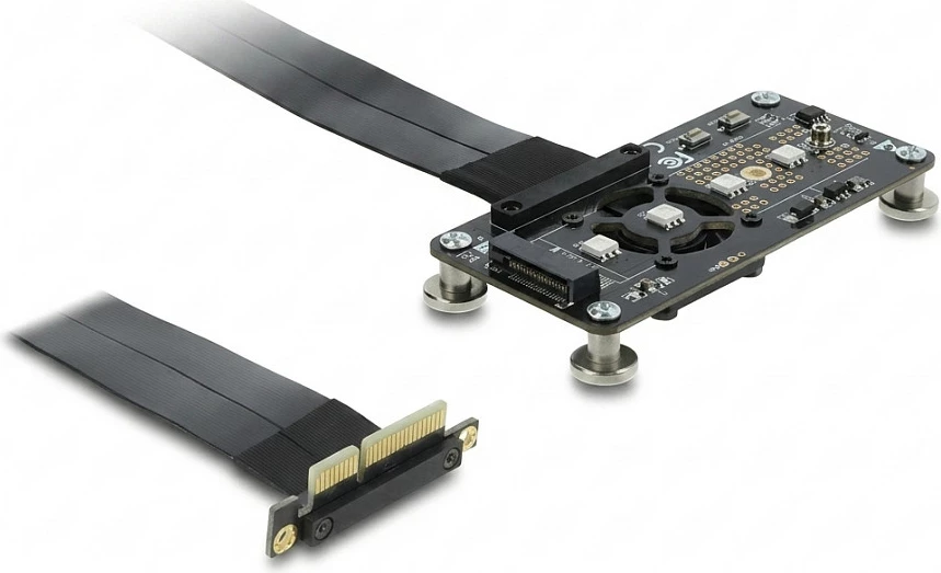 Adapter PCI Express DeLOCK PCIe 3.0 x4 në M.2 Key M, me ventilator, kabllo 10 cm, i zi