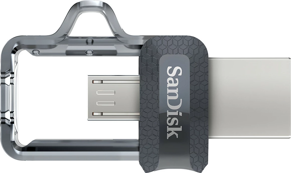 USB stick Sandisk Ultra Dual m3.0 256GB, USB 3.2, Micro-USB, zi/argjend/transparente