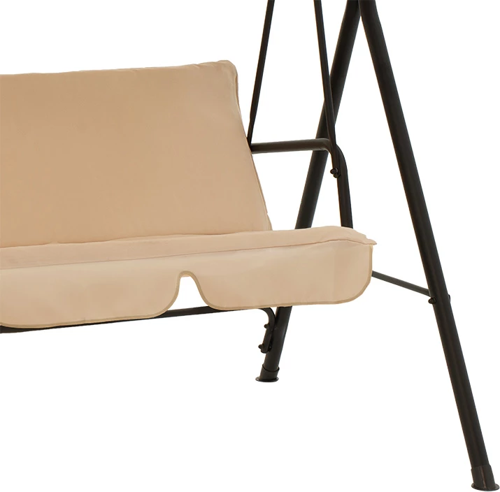 Lëkundëse kopshti Globo, metal i zi, material bezhë, 170x110x153cm