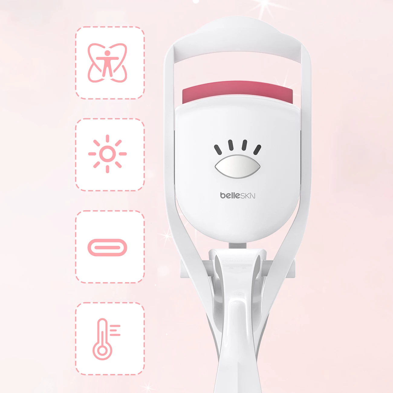 Përkulës qerpikësh me ngrohje MAXGROOM BM2310, 3 nivele 60/70/80°C, USB-C, bateri 230 mAh, i bardhë, në kuti
