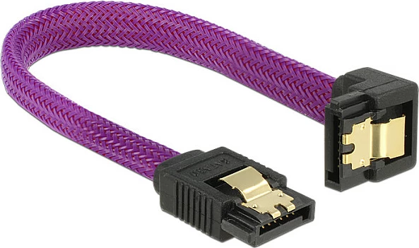 Kabl SATA III DeLOCK 83693, 0.1 m, lidhës drejt/këndor, vjollcë