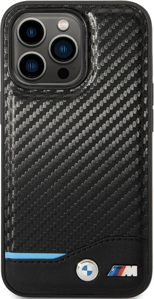 Mbështjellës BMW Leather Carbon për iPhone 13 Pro Max, 6.7", i zi