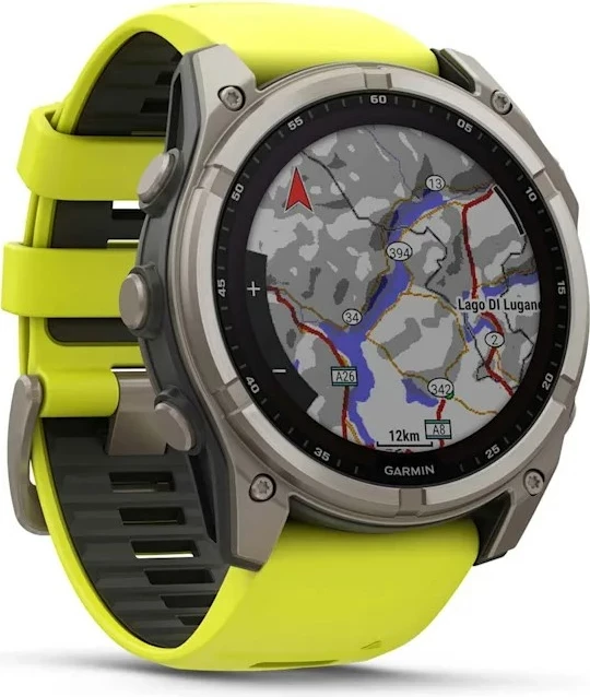 Smartwatch Garmin fenix 8, 51 mm, 32 GB, Titanium, Rrip silikon, E verdhë neon