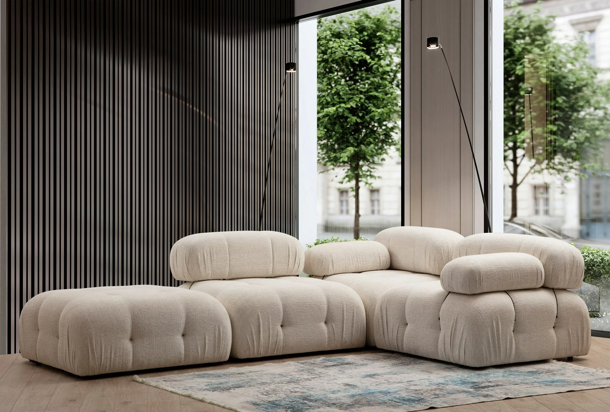 Karrige një vendëshe Bubble, stof krem, Atelier del Sofa