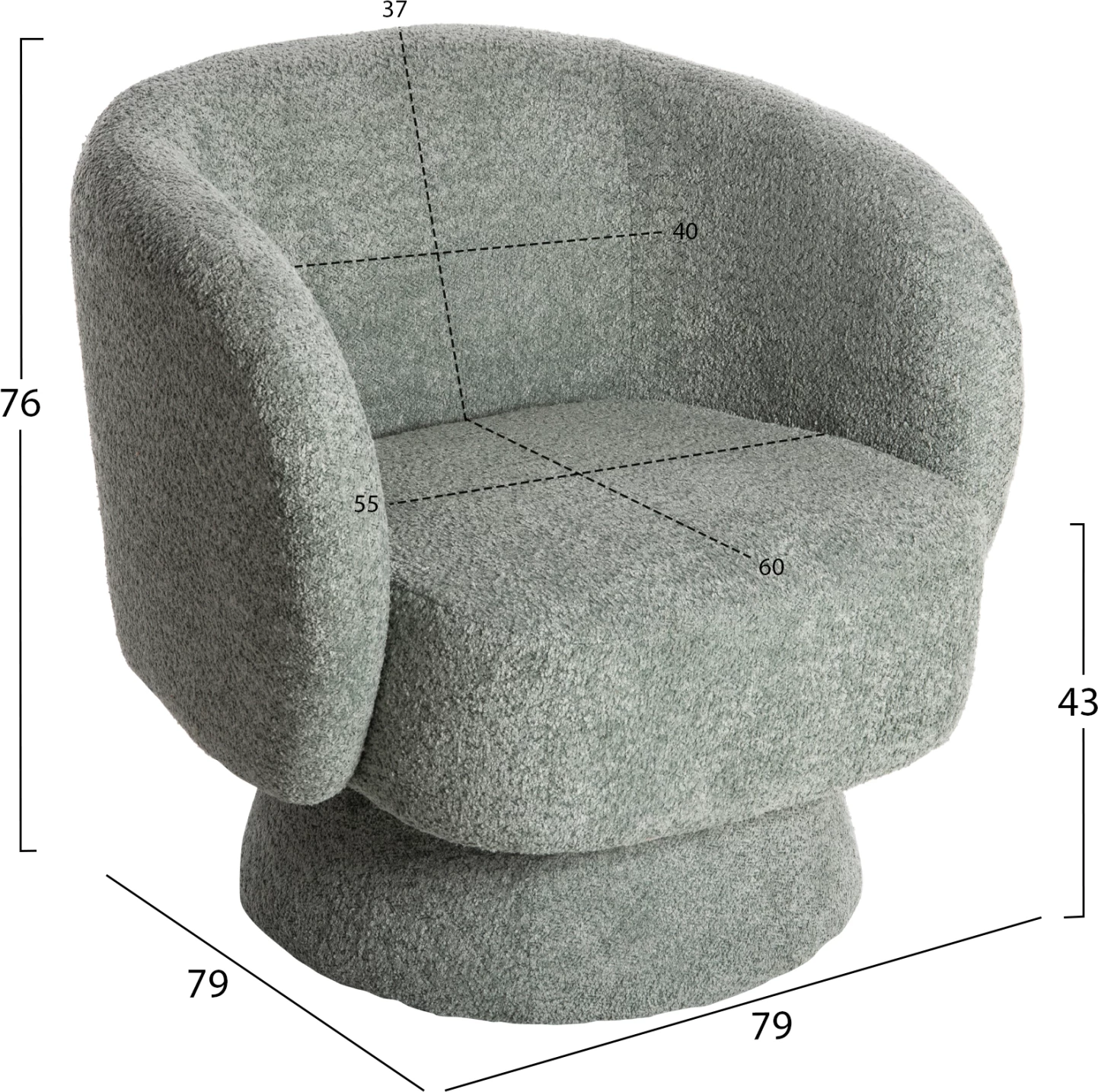 Karrige rrotulluese KARLEN FH9592.05 ngjyrë fistik boucle 79x79x76 Hcm