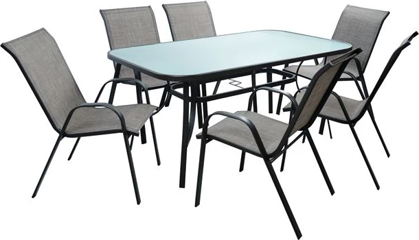 Set kopshti tavolinë Bruno & karrige Leon FH5206.01, 7 pjesë, hiri