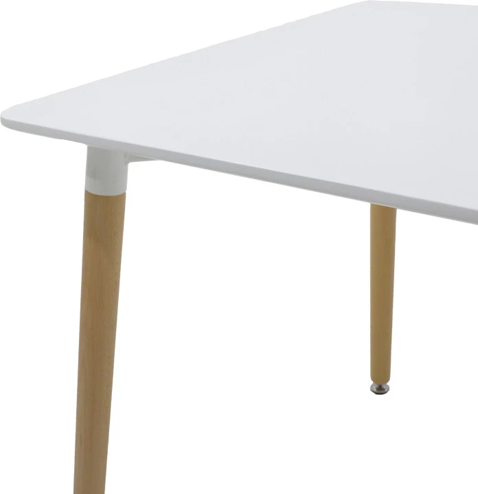 Set tavoline me karrige Natali-Noor, 3 pjesë, MDF e bardhë, këmbë natyrale, 80x80x76cm