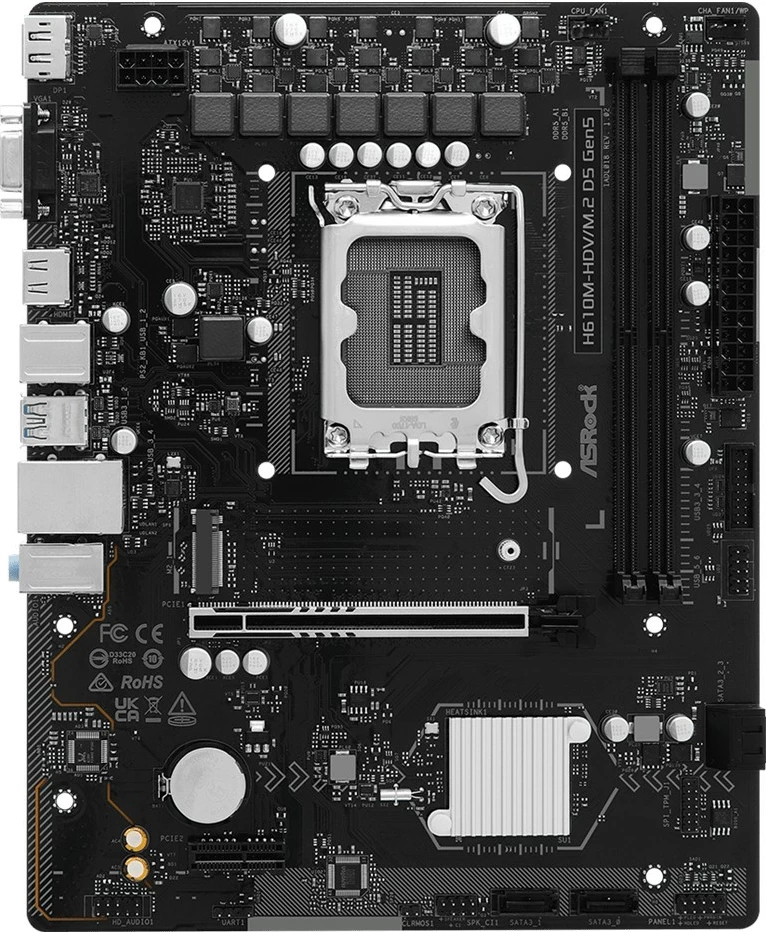 Pllakë amë ASRock H610M-HDV/M.2 D5 GEN5, LGA1700, DDR5, mATX