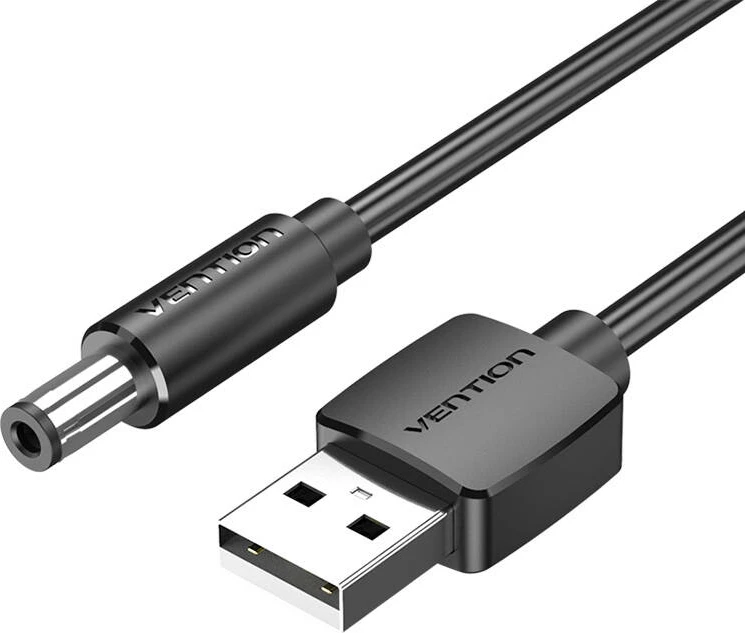 Kabllo energjie USB 2.0 në DC 5.5mm Vention CEYBF, 1m, e zezë