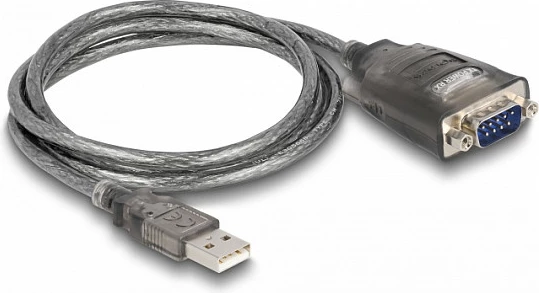Adapter USB në Serial RS-232 DeLOCK, USB-A në DB9 9-pin, 1 m, me LED, i zi
