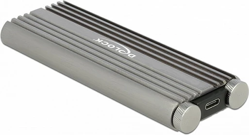 Kasë eksternale për SSD M.2 NVMe DeLOCK, USB-C 20Gbps, tool-free, e argjendtë