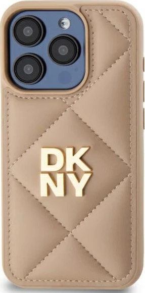 Mbështjellës DKNY Quilted Stack Logo për iPhone 15 Pro Max, Bezhe