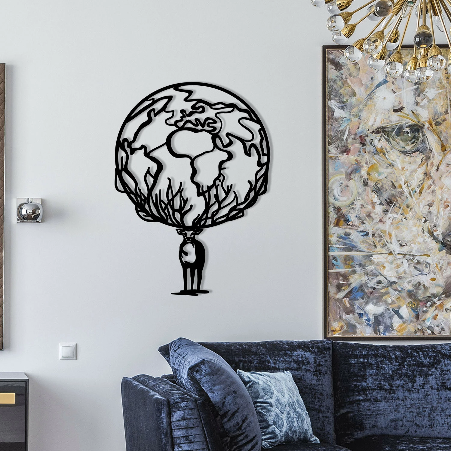 Aksesor dekorativ metalik për mur Wallity, Confused, ngjyrë e zezë, 44x60cm