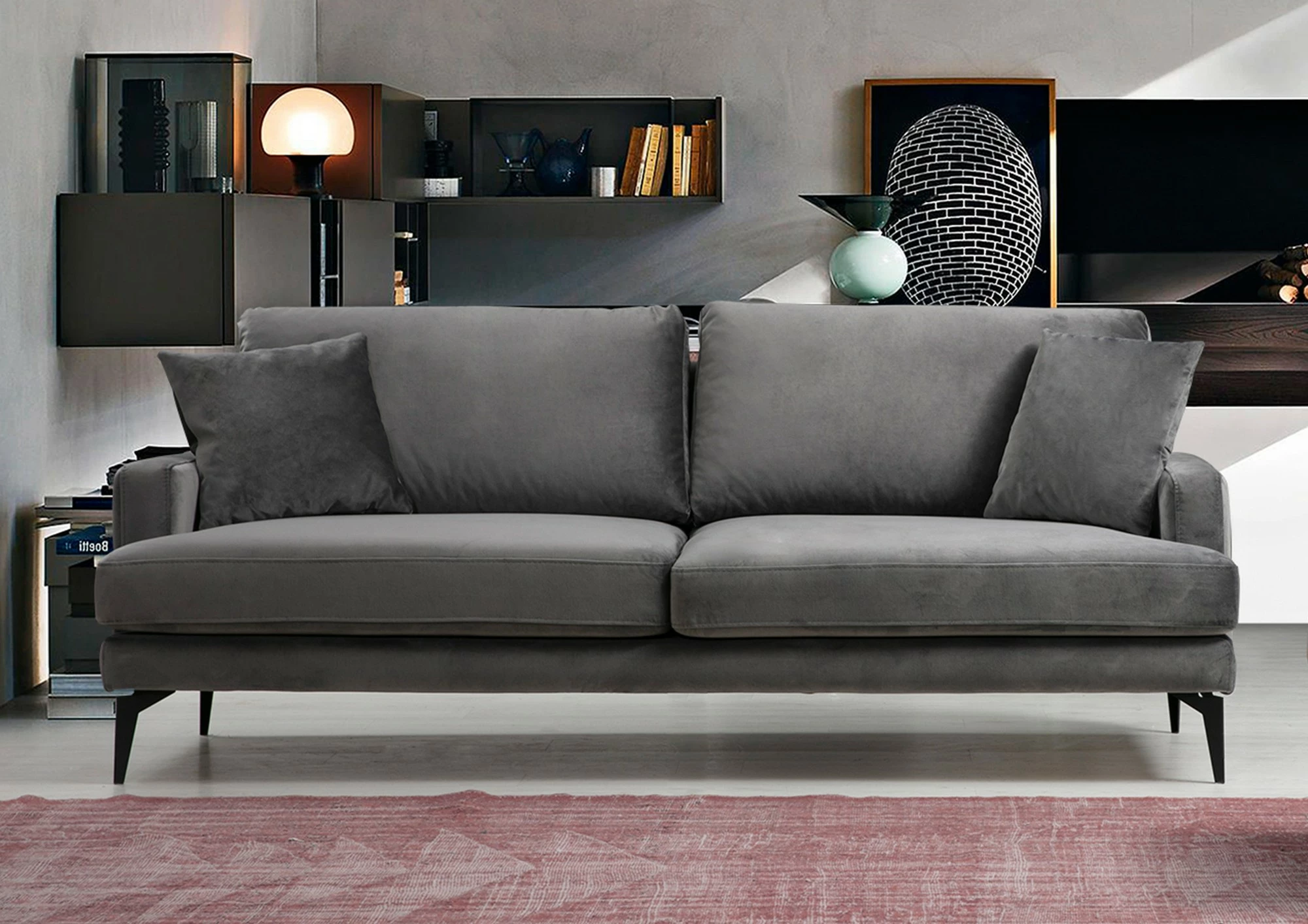 Divan treshe, ngjyrë gri, Atelier del Sofa, Papira 3 vendesh