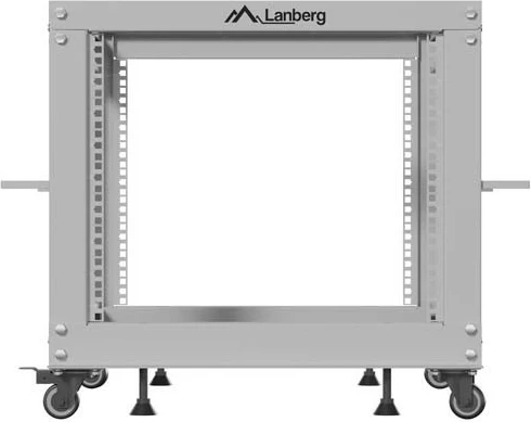 Stendë RACK e hapur 19", Lanberg OR01-6109-S, 9U, 600x600 mm, thellësi e rregullueshme 576–1034 mm, kapacitet 600 kg, gri RAL 7035