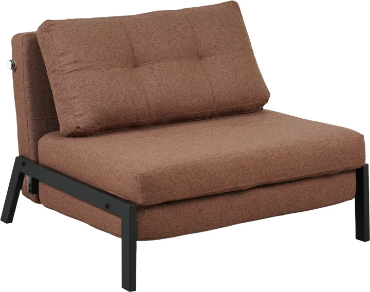 Poltronë-krevat Fancy, material tekstili, ngjyrë kafe, këmbë të zeza, 95x98x70cm