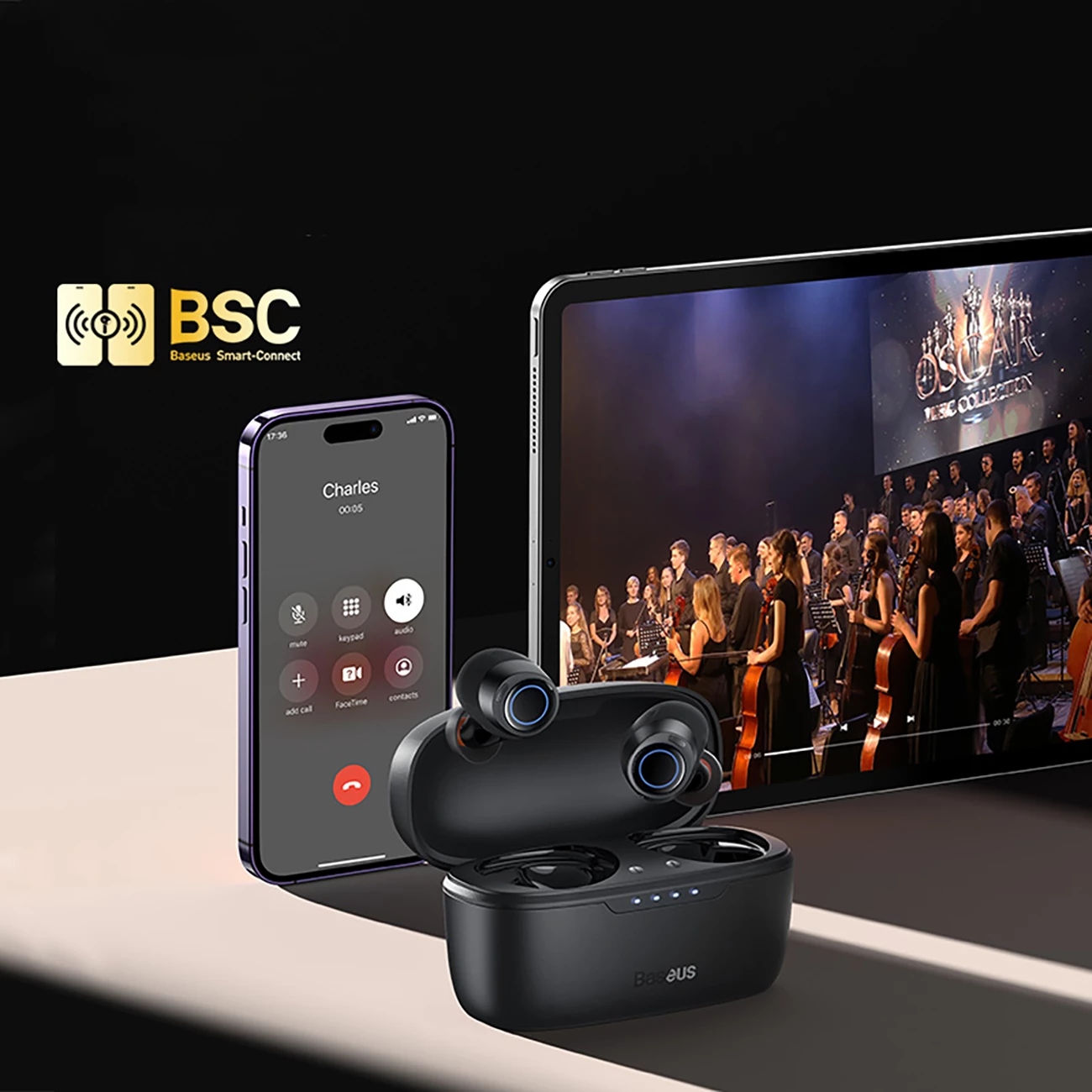 Kufje wireless Baseus Bowie MA10 TWS me ANC, 140 orë bateri, Bluetooth 5.3, të zeza