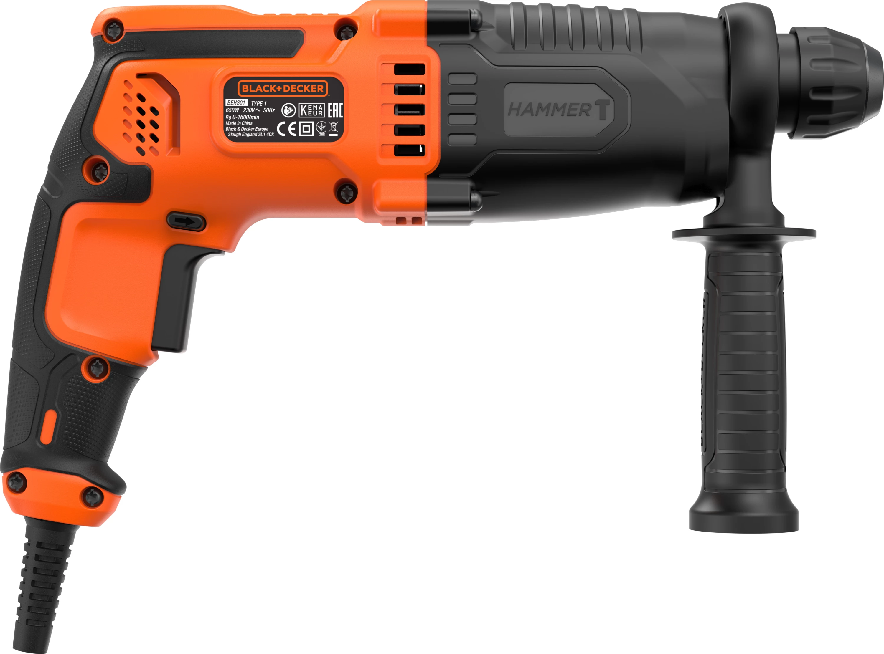 Çekiç shpues elektropneumatik Black&Decker BEHS01K 650W SDS Plus, set me valixhe, e zezë