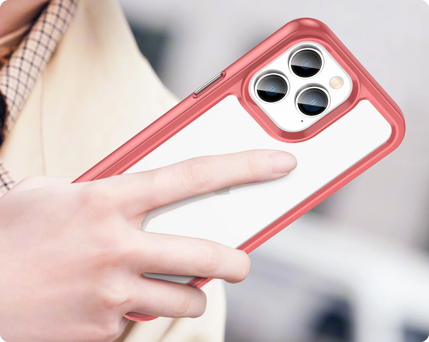 Mbështjellës Hurtel Outer Space Case për iPhone 14 Pro Max, hard cover me kornizë xhel, Kuqe