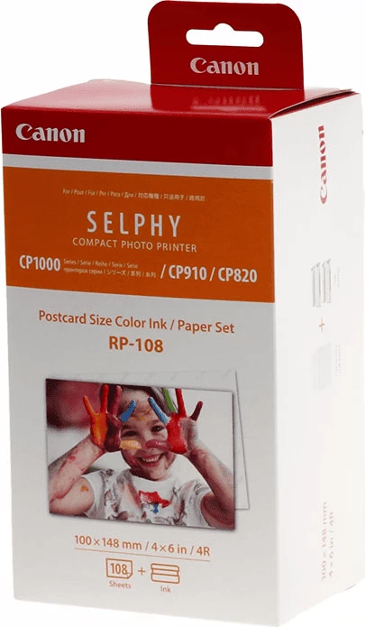 Set bojë sublimimi dhe letër foto, Canon RP-108 8568B001, 108 fleta 100x148 mm (4x6) për SELPHY CP, C/M/Y, set
