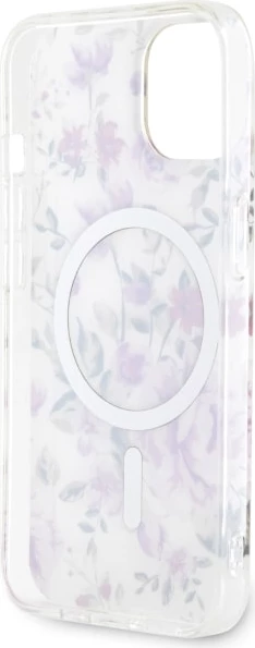 Mbështjellës Guess Flower MagSafe për iPhone 14, Transparent