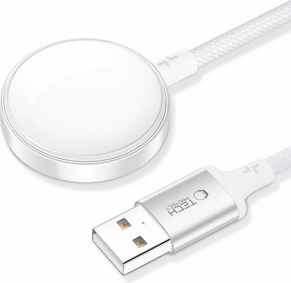 Karikues induktiv Tech-Protect UltraBoost USB-A për Apple Watch, 1m, Bardhë